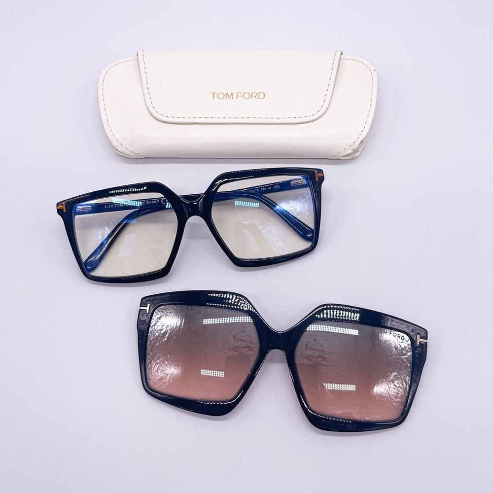 Brand New Tom Ford TF5689/B 001 Eyeglass Frame with Magnetic Sunglass
